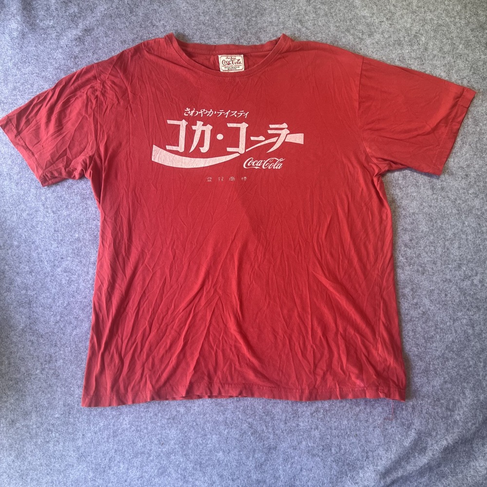Red Jacket Coca-Cola Japanese Logo T-Shirt XXL Red Cotton Graphic Tee